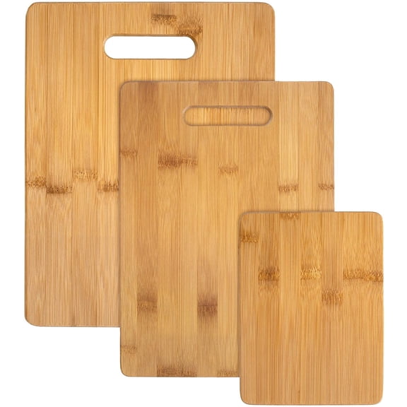Cutting Board with Set, 3 Reversible Cutting Boards 3 Assorted, Solid Bamboo