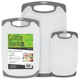 thumbnail image 1 of S&T INC. Cutting Board Set, Rubberized Edges, 3 Different Sizes, BPA-Free, White & Grey, 1 of 7