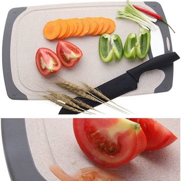 Cutting Boards For Kitchen, Anti-Skid Eco-Wheat Straw Cutting Board Set (3 Pcs), Dishwasher Safe (light brown)