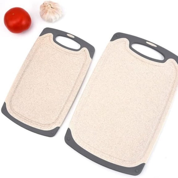 Cutting Boards For Kitchen, Anti-Skid Eco-Wheat Straw Cutting Board Set (3 Pcs), Dishwasher Safe (light brown)