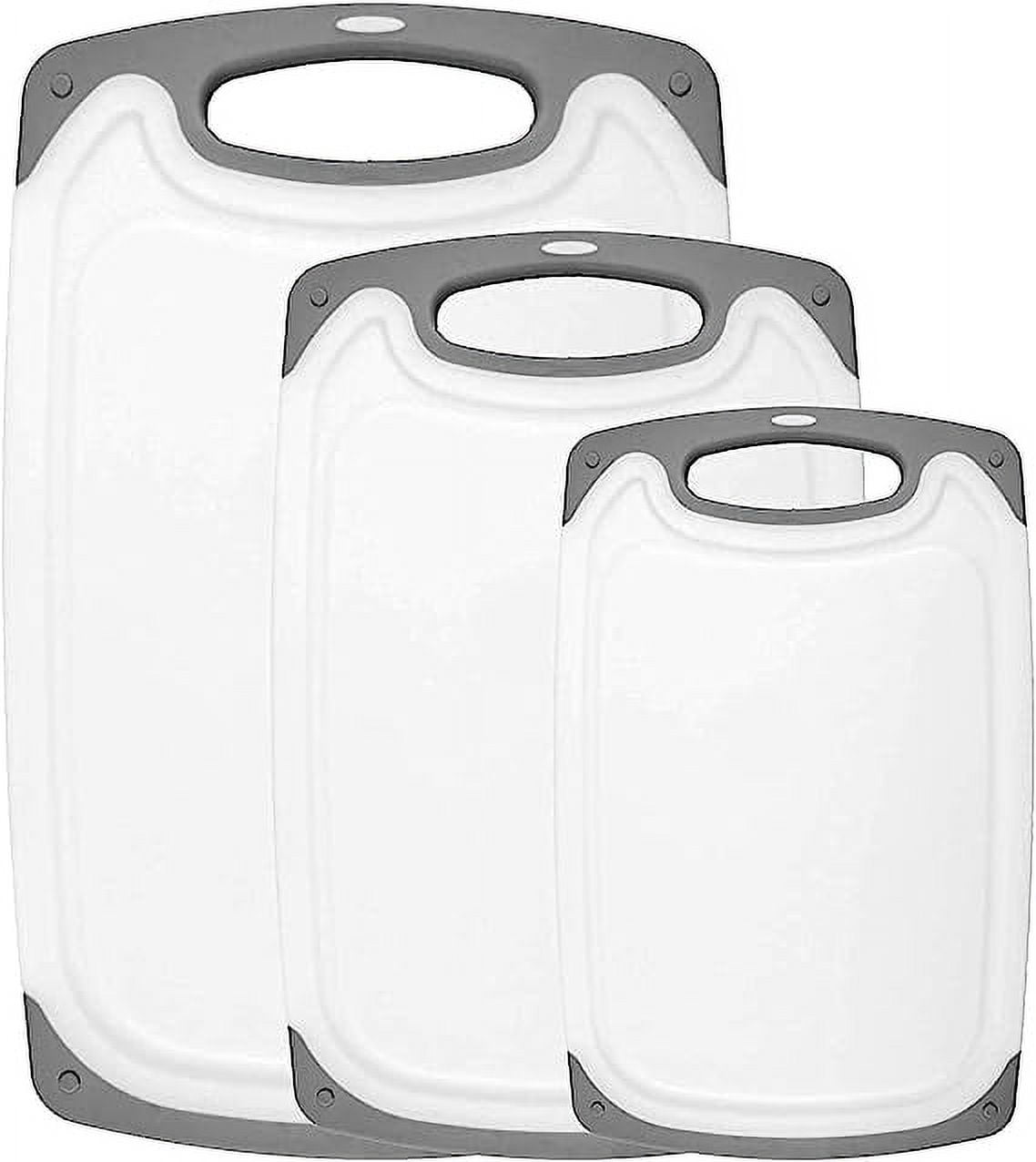 Gray and White Plastic Rectangular Cutting Board Set, 3-Pack
