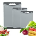 thumbnail image 1 of Cutting Boards for Kitchen, PP Chopping Board Set of 3 With Deep Drip Juice Groove Easy Grip Handle, BPA Free, Dishwasher Safe, Extra Large Cutting Board Set for Kitchen Meat Vegetables Cheese, 1 of 9