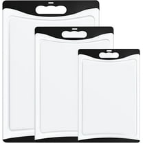 Cutting Boards for Kitchen, Plastic Cutting Board Set of 3, Dishwasher Safe Cutting Boards w/Juice Grooves for Meat, Veggies, Easy Grip Handle, Serveware Accessories