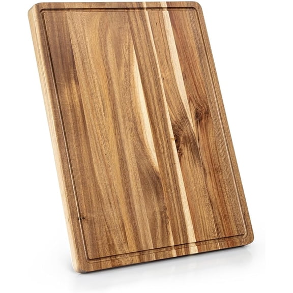 Cutting Boards, Large Acacia Wood Cutting Boards for Kitchen, Reversible Chopping Board with Deep Groove, Butcher Block Wooden Cutting Board for Meat and Veggies or Fruit 24x18 Inch