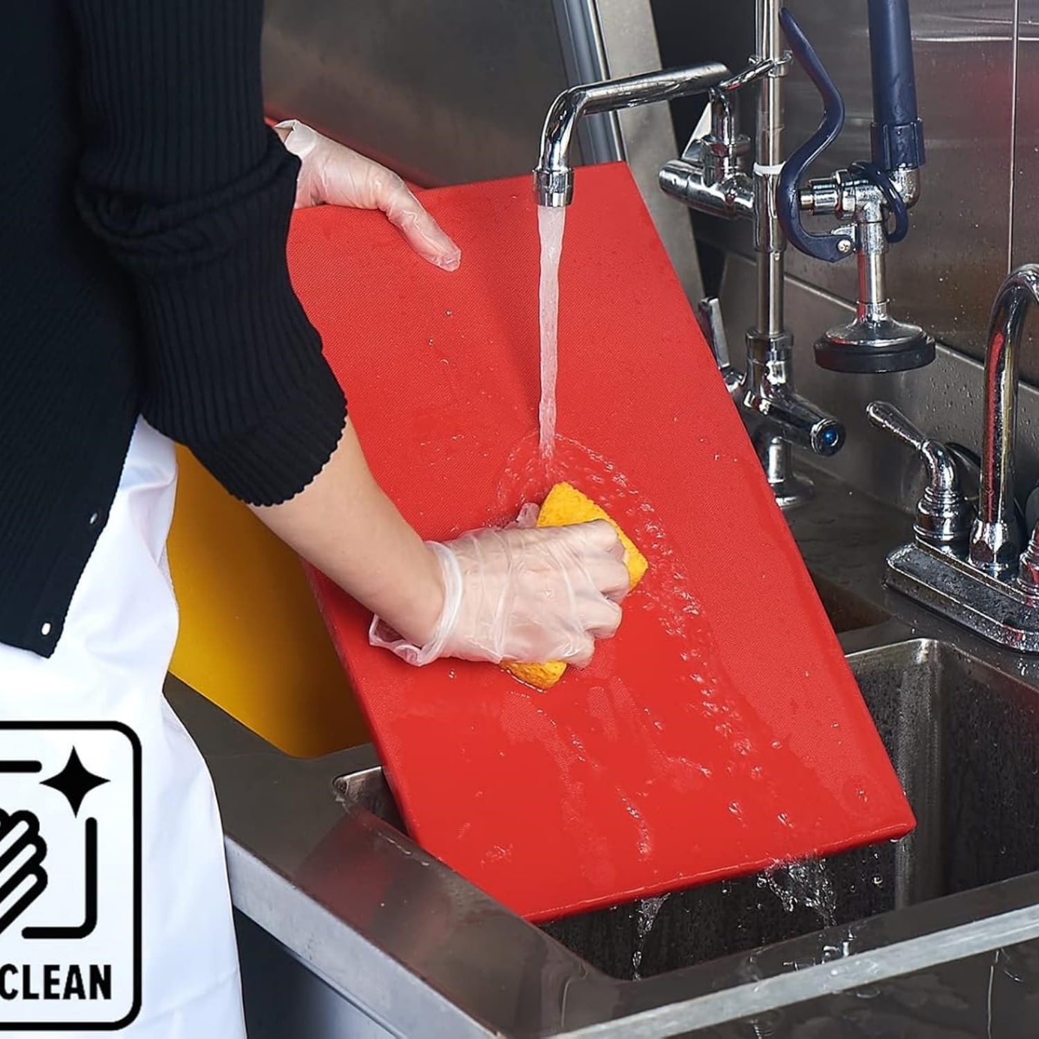Cutting Boards for Kitchen, 30" x 18" x 0.5" Red Color Coded Plastic Commercial Chopping Board with Anti Slip Surface Dishwasher