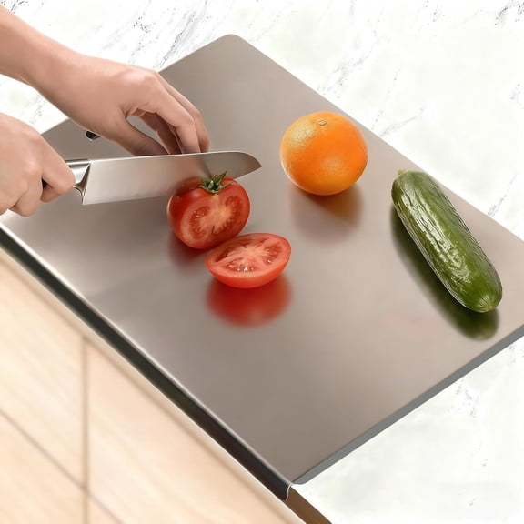 Cutting Boards for Kitchen, AOKIWO Large Stainless Steel Baking Boards with scraper, Suitable for Bread, Meat, Vegetables, (15.7 x 23.6 in)