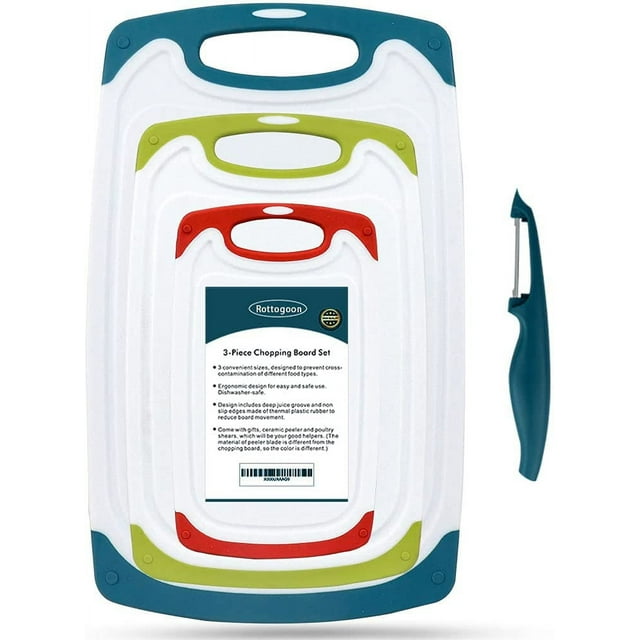 Walmart BPAFree Plastic Cutting Board Set of 4 with NonSlip Edges and Bonus Peeler