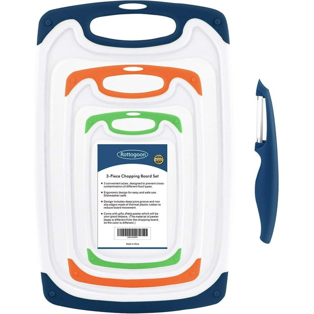 Cutting Boards for Kitchen, Plastic Chopping Board Set of 4 with NonSlip Feet BPA Free