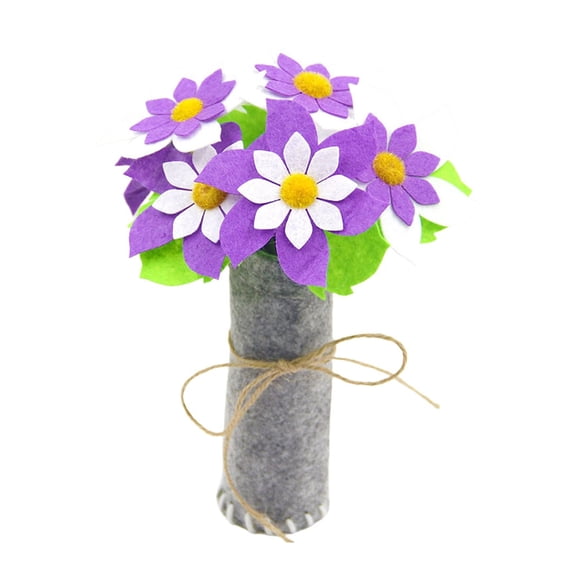 Cutting Bouquet Kit,Cutting Kit for Artificial Flowers Homemade DIY Flower Bouquet Simulation Kits,for Mother's Day Felt Flower Pot Kit Windmill 21*12.5cm