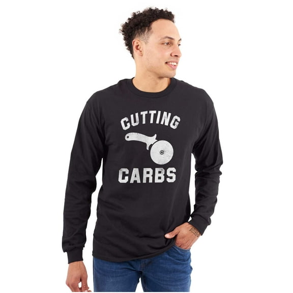 Cutting Carbs Pizza Cutter Foodie Plus Size Long Sleeve Graphic Tee Shirt Brisco Brands 3X