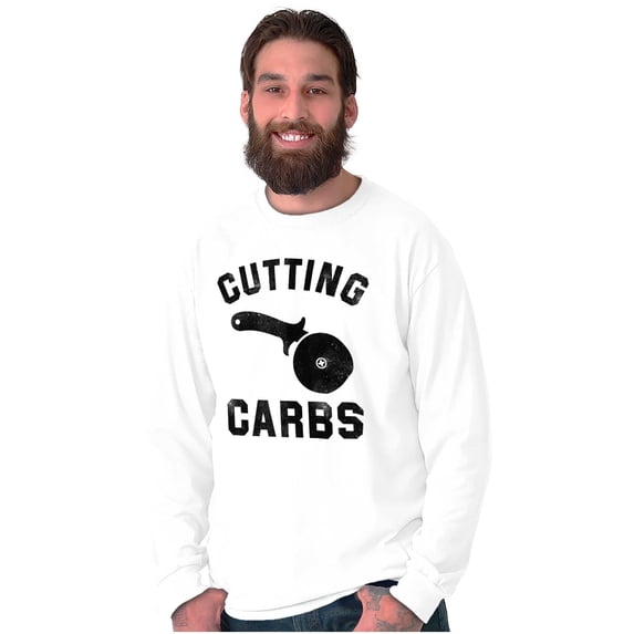Cutting Carbs Pizza Cutter Foodie Plus Size Long Sleeve Graphic Tee Shirt Brisco Brands 3X