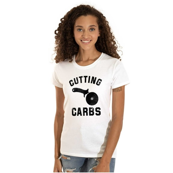 Cutting Carbs Pizza Cutter Foodie Womens Slim Fit Graphic Tee Brisco Brands S