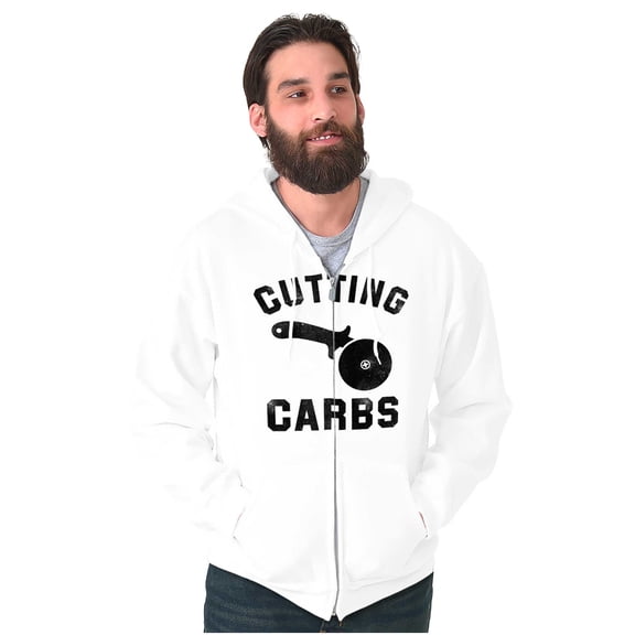 Cutting Carbs Pizza Cutter Foodie Zip Up Hoodie Men's Women's Brisco Brands X