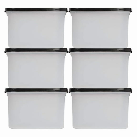 Cutting EDGE 1200ml Anti-Bacterial Modular Plastic Storage Container Set of 6, BPA-Free, Airtight Lid, Leakproof, Stackable Organizer for Pantry, Rice, Grains & Pulses (Black Lids)