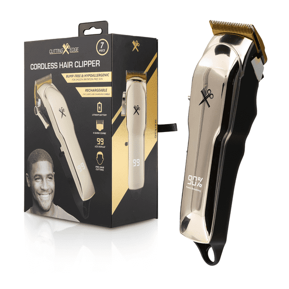 Cutting Edge Rechargeable Hair Clipper, Cordless, Ceramic Blade, 6 Combs, LCD Display, Usb Charging