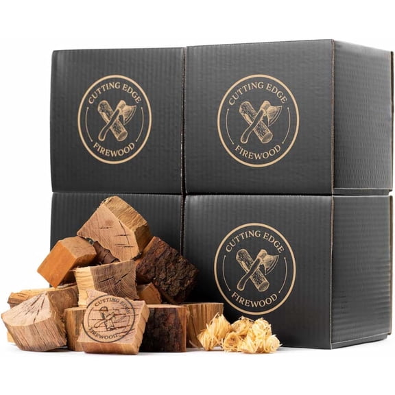 Cutting Edge Firewood Premium Smoking Wood Chunks Large Variety Pack Featuring Pecan, Cherry, Hickory, & Oak - Essential for BBQ Masters, Ideal for Multiple Cooks, 40 lbs Box