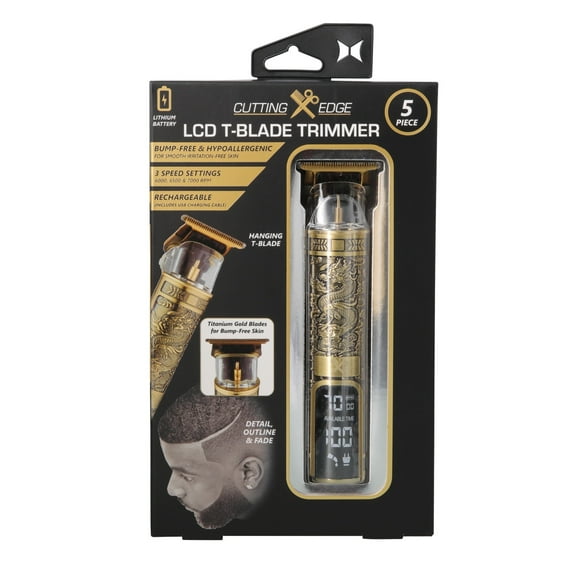 Cutting Edge LCD Rechargeable Zero-Gap T-Blade Hair & Beard Trimmer for Men w/ Dragon Design