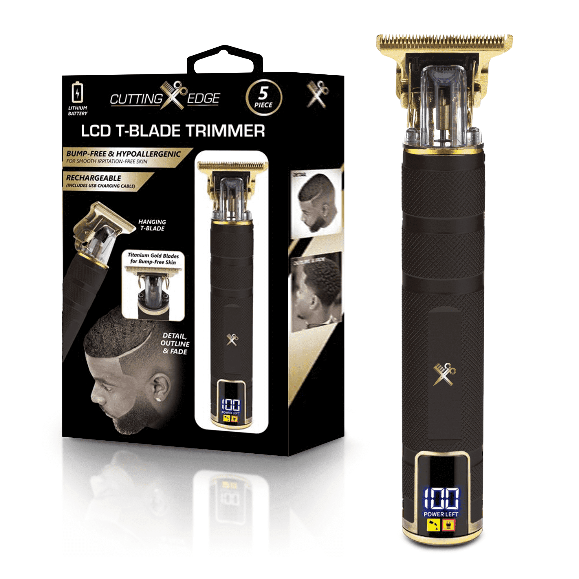 Cutting Edge LCD Rechargeable Zero-Gap T-Blade Hair & Beard Trimmer for ...