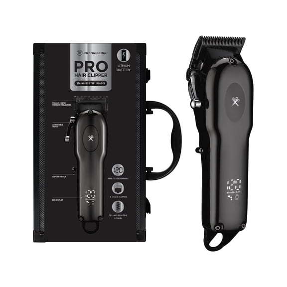Cutting Edge Pro Hair Clipper with LCD Display, Rechargeable Cordless Hair Trimmer for Men with 120 Min Run Time, Adjustable Taper, 4 Guide Combs, Black