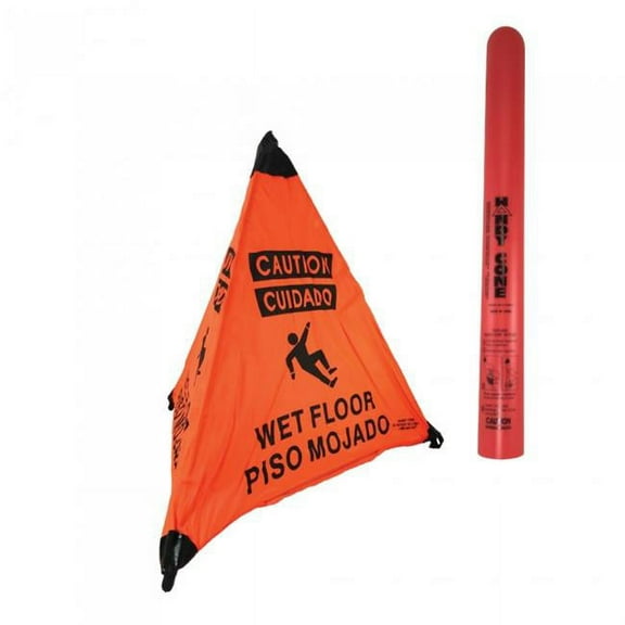 Cutting Edge Products 171561 Handy Cone Wet Floor Sign with Storage Tube - English & Spanish