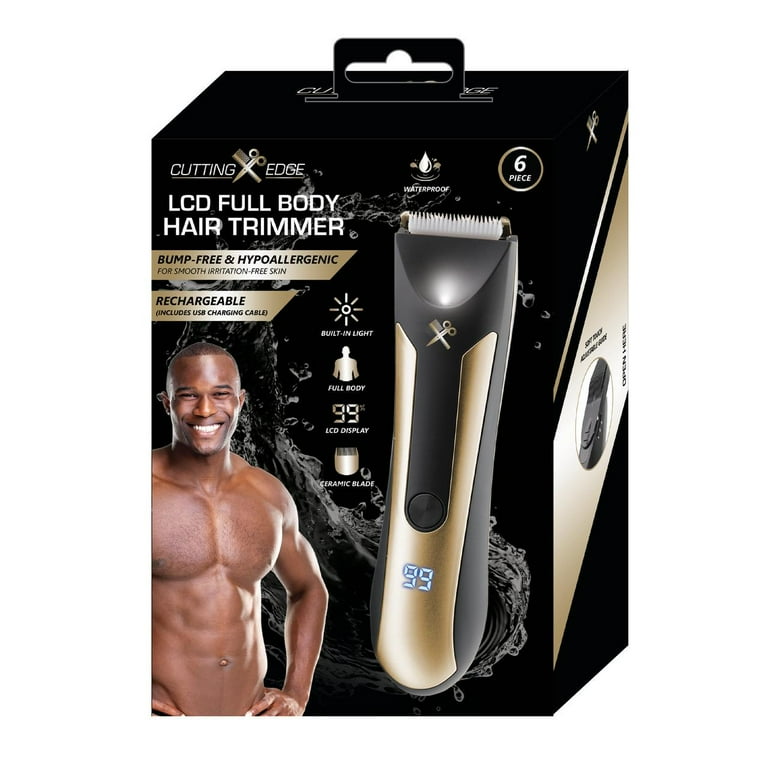 Cutting Edge LCD Full Body Hair Trimmer Bump Free Hypoallergenic Rechargeable with Built in Light Ceramic Blade 6 Piece Set Walmart