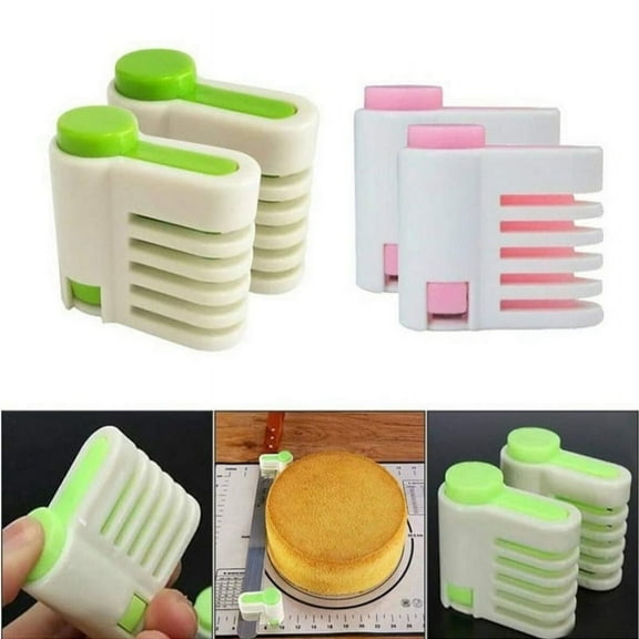 Cutting Fixator Guide Tool, Stratification Auxiliary, Cake Slicing Leveler, Bread Slice, Even Cake Slicing Leveler (Green & Pink)