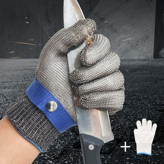 Cutting Gloves,Mesh Gloves,A9 Cut Resistant Glove, Food Grade Stainless Steel Wire Mesh Metal Gloves, Knife Cutting Gloves for Kitchen, Butcher Meat Cutting Oyster Shucking(L)