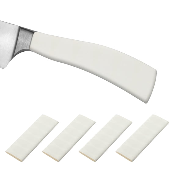 Cutting Knife Handle Heat Shrink Sleeve 1.2x4.9" Chef Cutter Non Slip Wrap, White Oval Pattern, 4 Pack