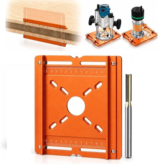 Cutting Machine Base Plate with Dual Scale, 6 mm Aluminum Router Guide, Router Base Plate with Dual Scales and Side Rails for Woodworking, Grooving, Trimming and Edge Guidance