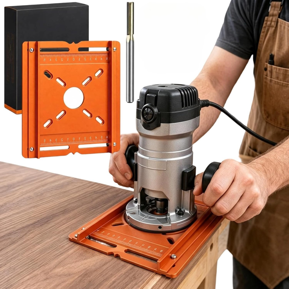 Cutting Machine Base Plate with Dual Scale - 6mm Aluminum Router Guide with Adjustable Fence, Dual Scales, Side Rails Routers, Grooving Trimming Router Bases Plates for Woodworking