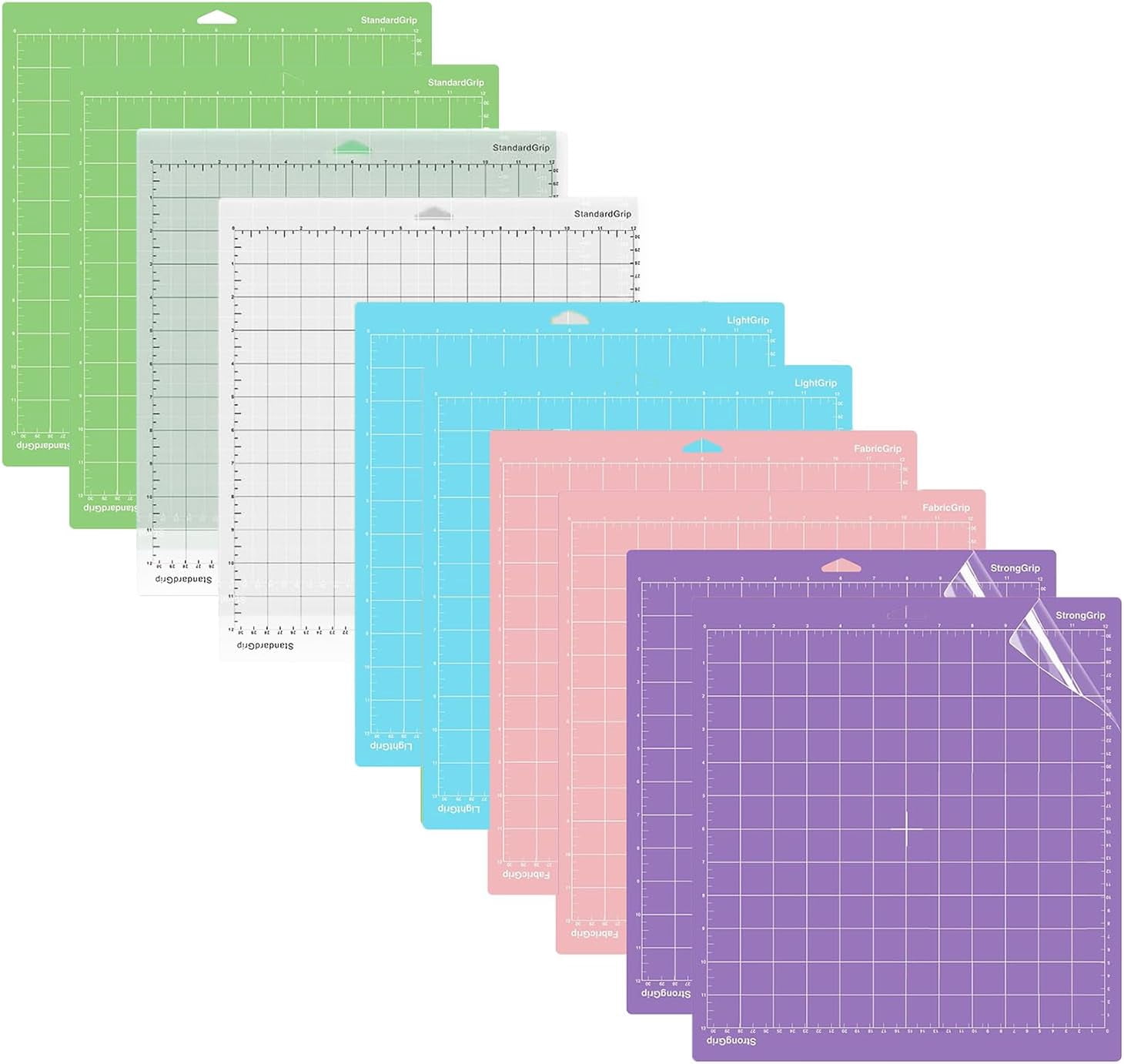 Cutting Mat for Cricut,12x12 inch 10 Pcs Variety Cutting Mats (LightGrip,StandardGrip,StrongGrip,FabricGrip) Replacement Accessories for Cricut Maker 3/Maker/Explore 3/Air 2/Air/One