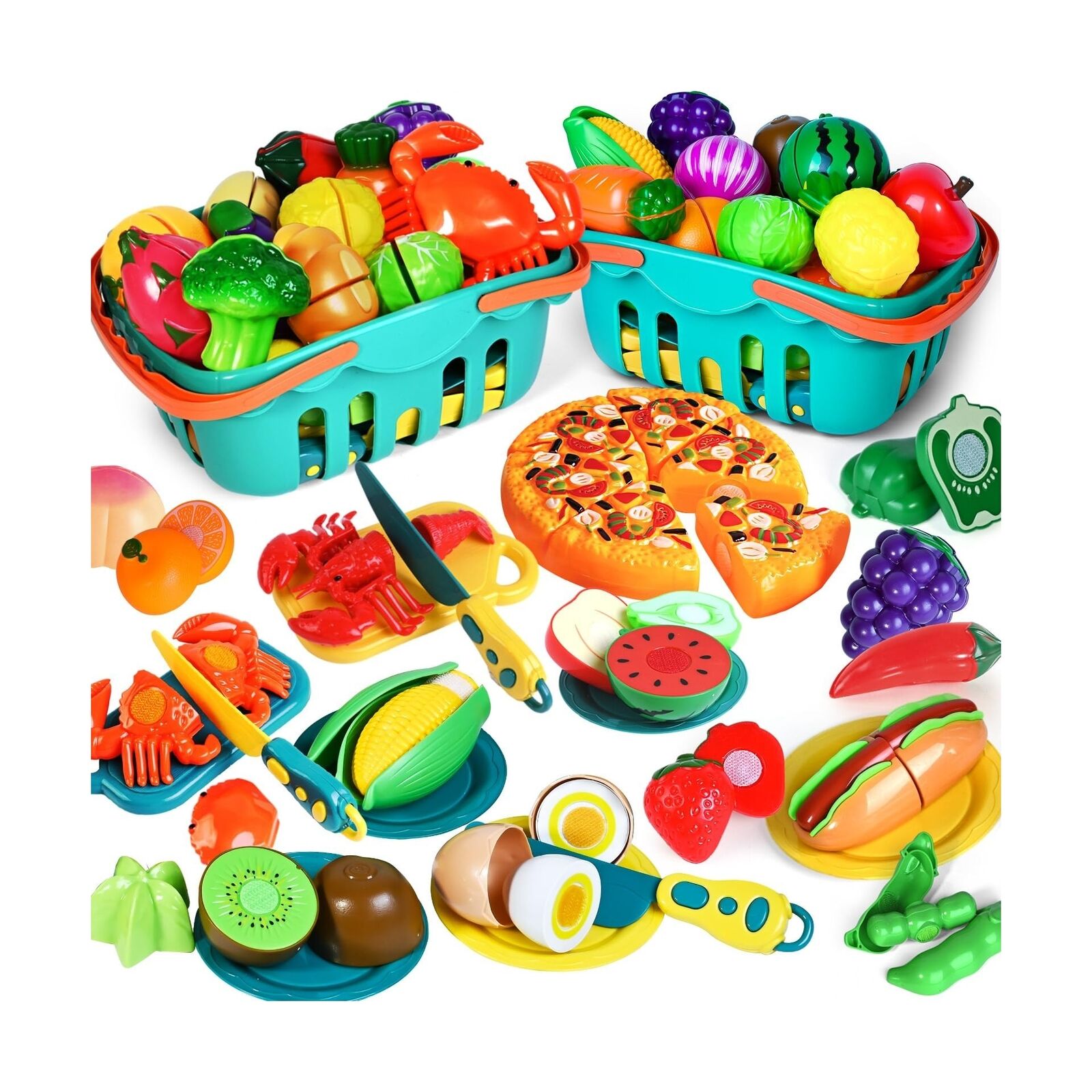 Cutting Play Food Toy for Kids Kitchen, Pretend Food Toys for Toddler