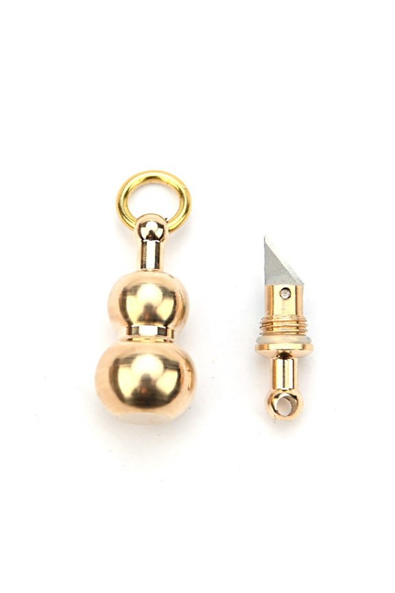 Cutting Tool Gourd Brass Keychains, Multi-function Portable Mini Key Ring Pendant Tool