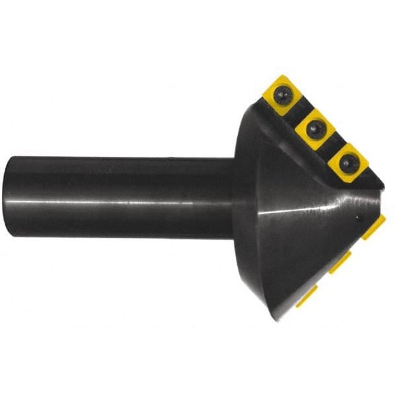 Cutting Tool Technologies 2.82" Max Diam, 1" Shank Diam, 1.32" LOC, 82 Included Angle, Indexable Countersink Uses 6 Square SNMG 322 Inserts
