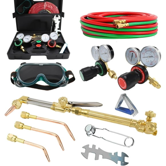 Cutting Torch Set Oxy Acetylene Torch Kit,Portable Gas Cutting Torch and Welding Kit with Acetylene Oxygen Gas Regulator Welding Hose Welding Glasses Storage Case (#22557)