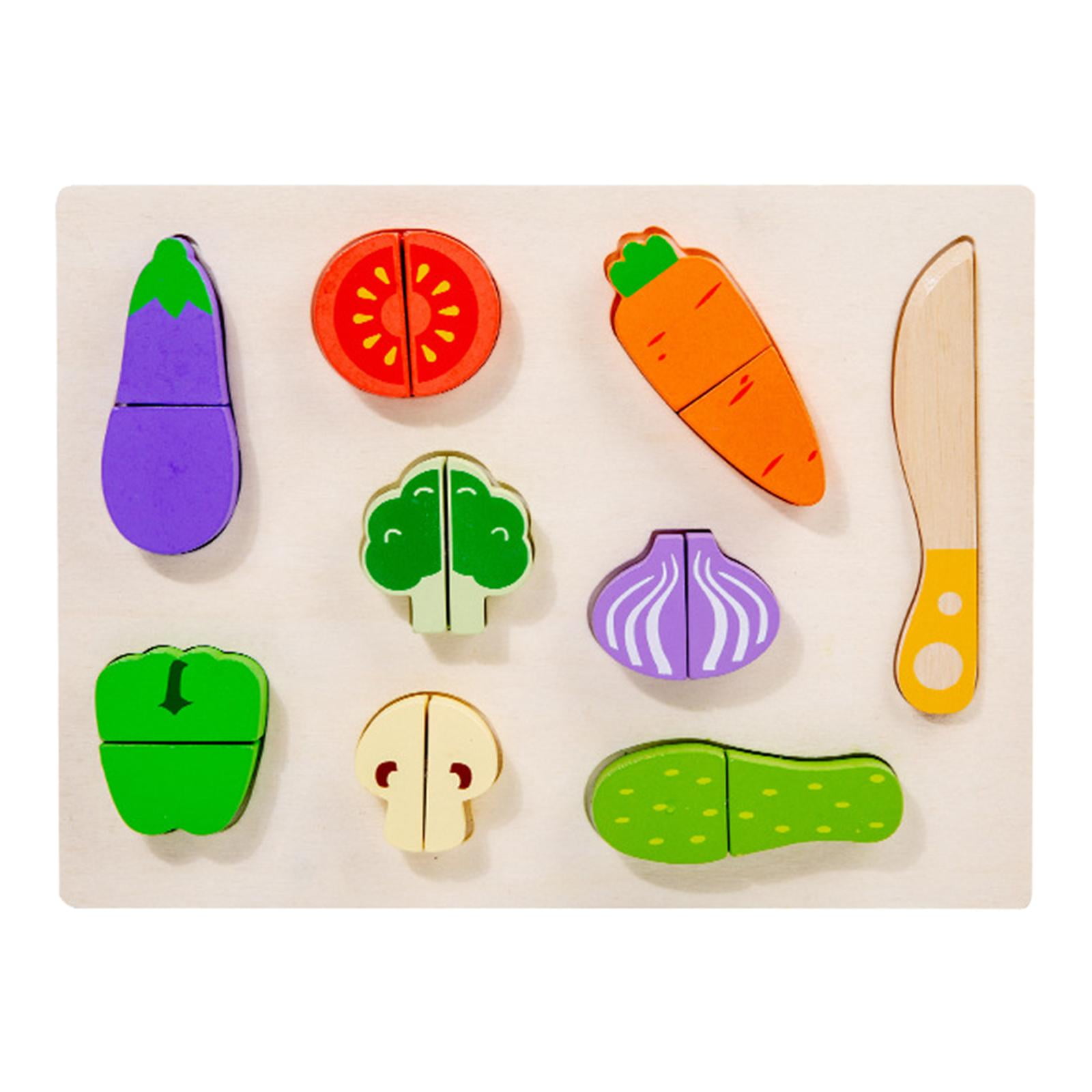 Cutting Vegetables Set Cutting Food Toy Playset Wood Puzzle Vegetable