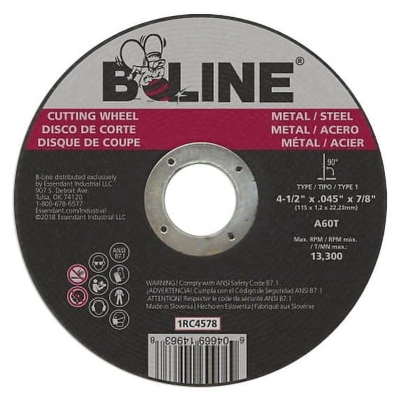 Cutting Wheel, 4-1/2 In Dia, 0.045 In Thick, 7/8 In Arbor, 60 Grit, Alum Oxide | Bundle of 5 Boxes