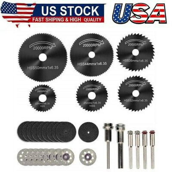 Cutting Wheels for Dremel Rotary Tool, Diamond Metal Wood Cutting Wheels and Drill Cutting Disc with 1/8 Shank and Resin Cutting Off Wheels with Mandrels for Wood Metal DIY Craft