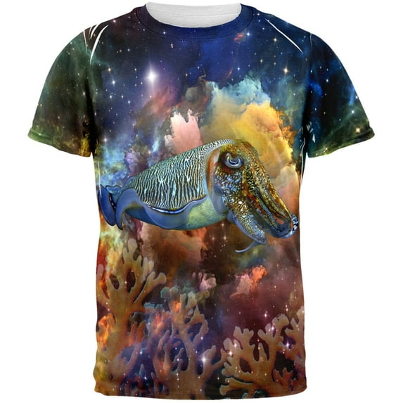 Cuttlefish IN SPACE All Over Adult T-Shirt - 2X-Large