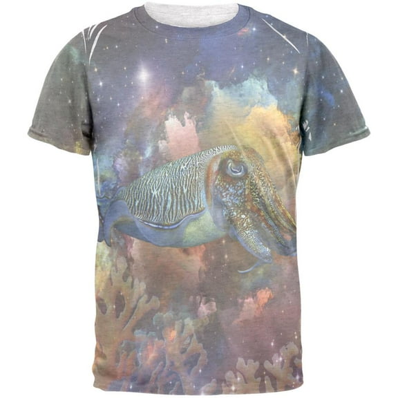 Cuttlefish In Space Mens T Shirt Heather White 2XL