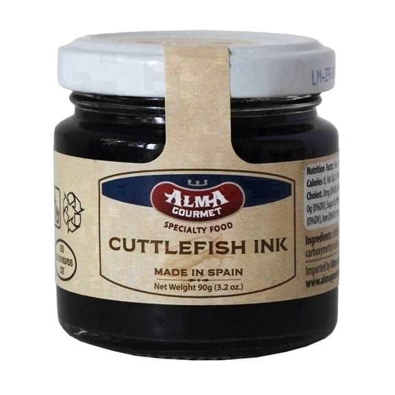 Alma Gourmet Cuttlefish Ink, Premium Squid Ink for Cooking, Black Seafood Ink for Pasta, Risotto, Paella & Spaghetti, Imported from Spain, 3.2 oz (90 g)