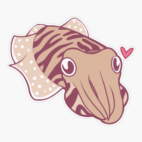Cuttlefish Love Ocean Animal Couple Art Sticker