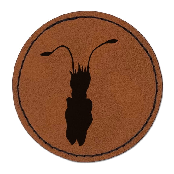 Cuttlefish Solid 2.5" Faux Leather Round Engraved Iron-On Patch - Brown