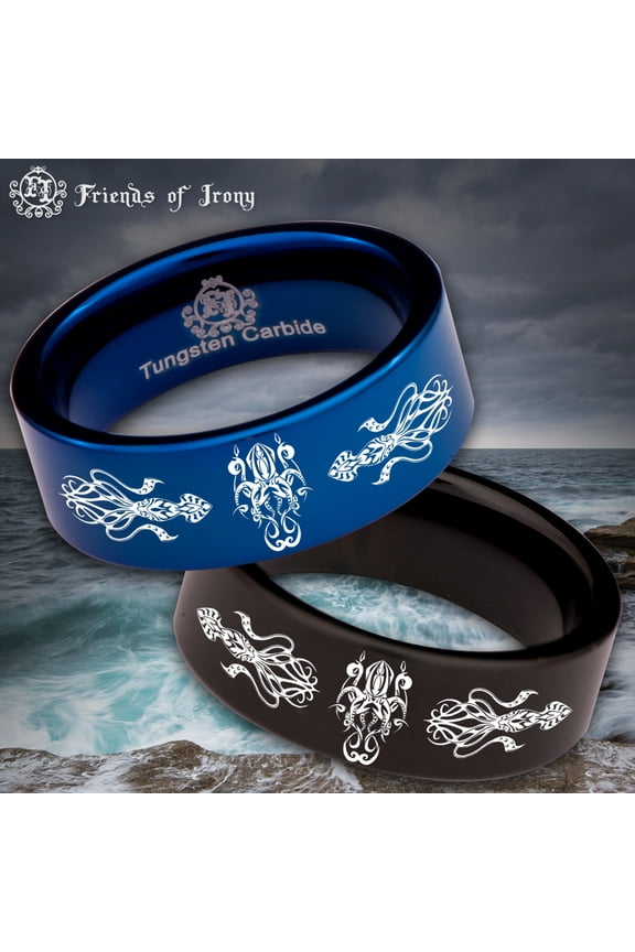 Cuttlefish Squid Tungsten Carbide Ring