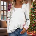 thumbnail image 1 of Cutuoiiu Athletic Shirts for Women Fashion Print Square Neckline Casual Button Long Sleeve Tops Gifts, 1 of 7