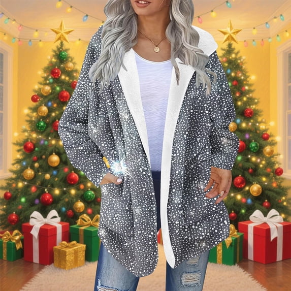 Cutuoiiu Cardigans for Women Oversized Fuzzy Fleece Warm Pullover Tops Gifts