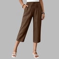 thumbnail image 1 of Cutuoiiu Casual Womens Cropped Pants Cotton Polyester Blend Elastic Waist with Button Cuffs and Pockets for Travel Gift, 1 of 9