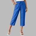 thumbnail image 1 of Cutuoiiu Casual Womens Cropped Pants Cotton Polyester Blend Elastic Waist with Button Cuffs and Pockets for Travel Gift, 1 of 9