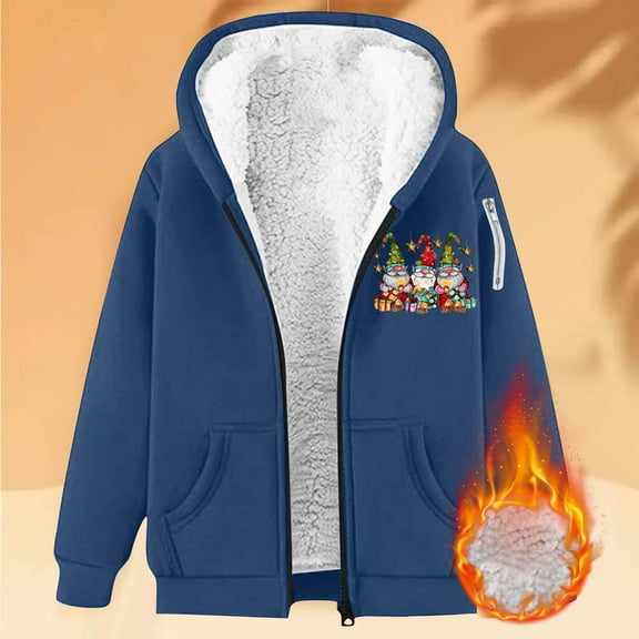 Cutuoiiu Christmas Tops for Women Zip Up Hoodie Fleece Lined Jackets Long Sleeve Christmas Prints Pockets Tops Gifts for Women