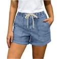 thumbnail image 1 of Cutuoiiu Fashion Women's Casual High Waist Denim Shorts, Solid Color Loose Fit Rolled Hem Jean Pants for Daily Wear, 1 of 7
